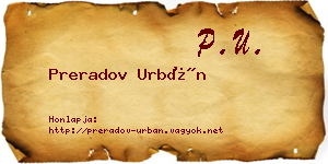 Preradov Urbán névjegykártya